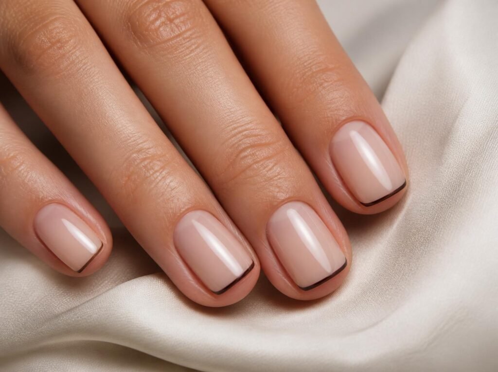 brown micro French fall nails