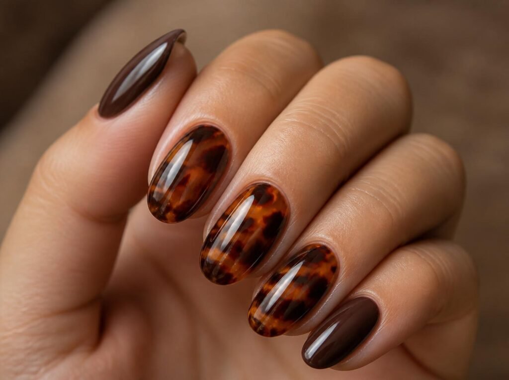 tortoiseshell fall nails