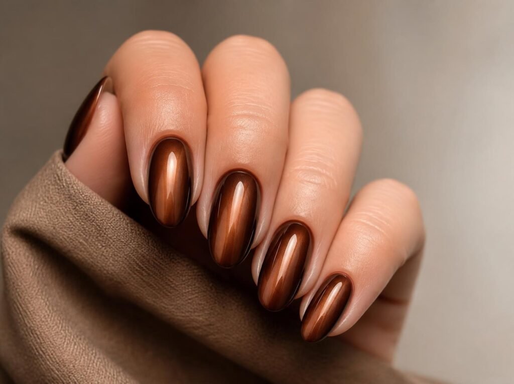 chrome aura fall nails