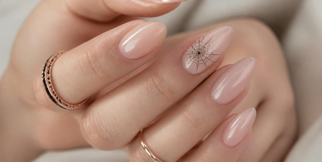 Classic Nude Spiderweb Nails spiderwen nails 2026