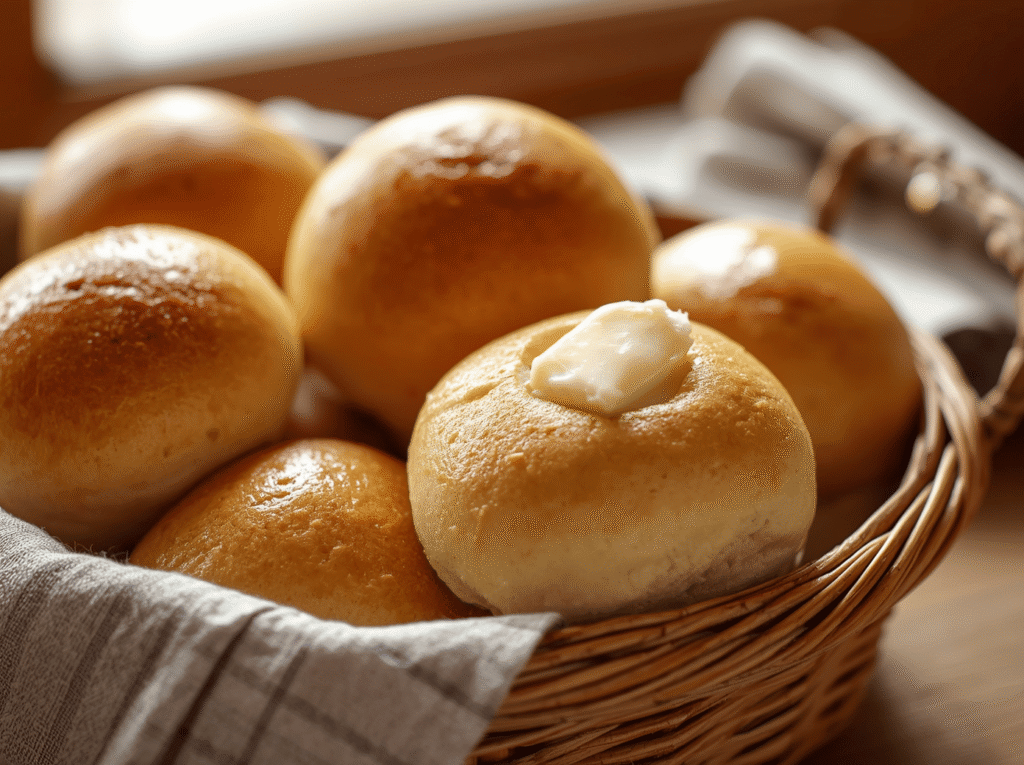 Make-ahead Thanksgiving dinner rolls with melting butter on top